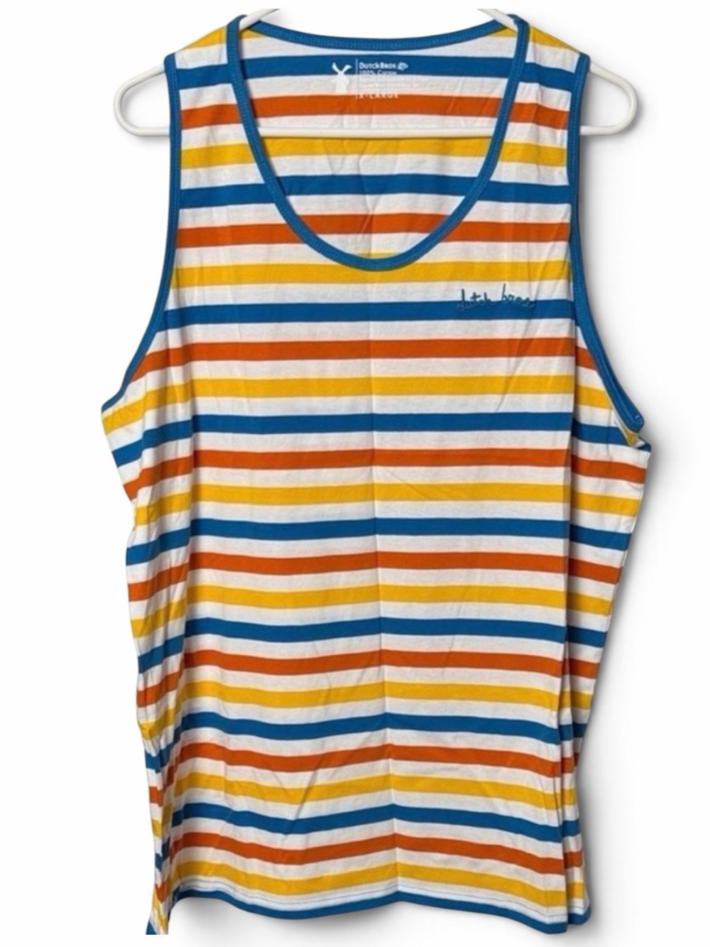 Dutch Bros Men’s Striped Multicolor Tank Top Size XL
